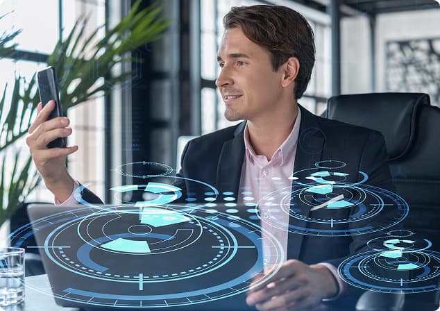 Człowiek korzystający z nowoczesnych technologii IoT